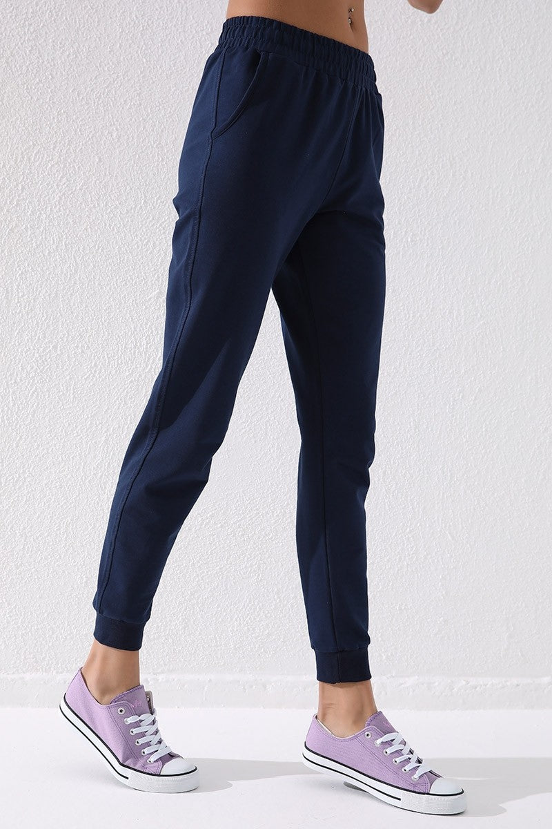 Indigo high-waisted jogger comfy tracksuit bottoms