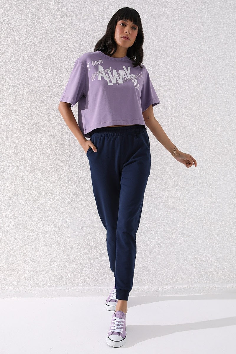 Indigo high-waisted jogger comfy tracksuit bottoms