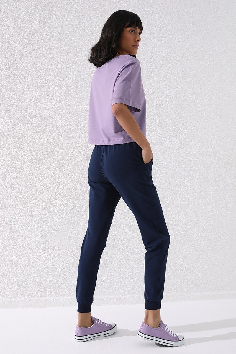 Indigo high-waisted jogger comfy tracksuit bottoms