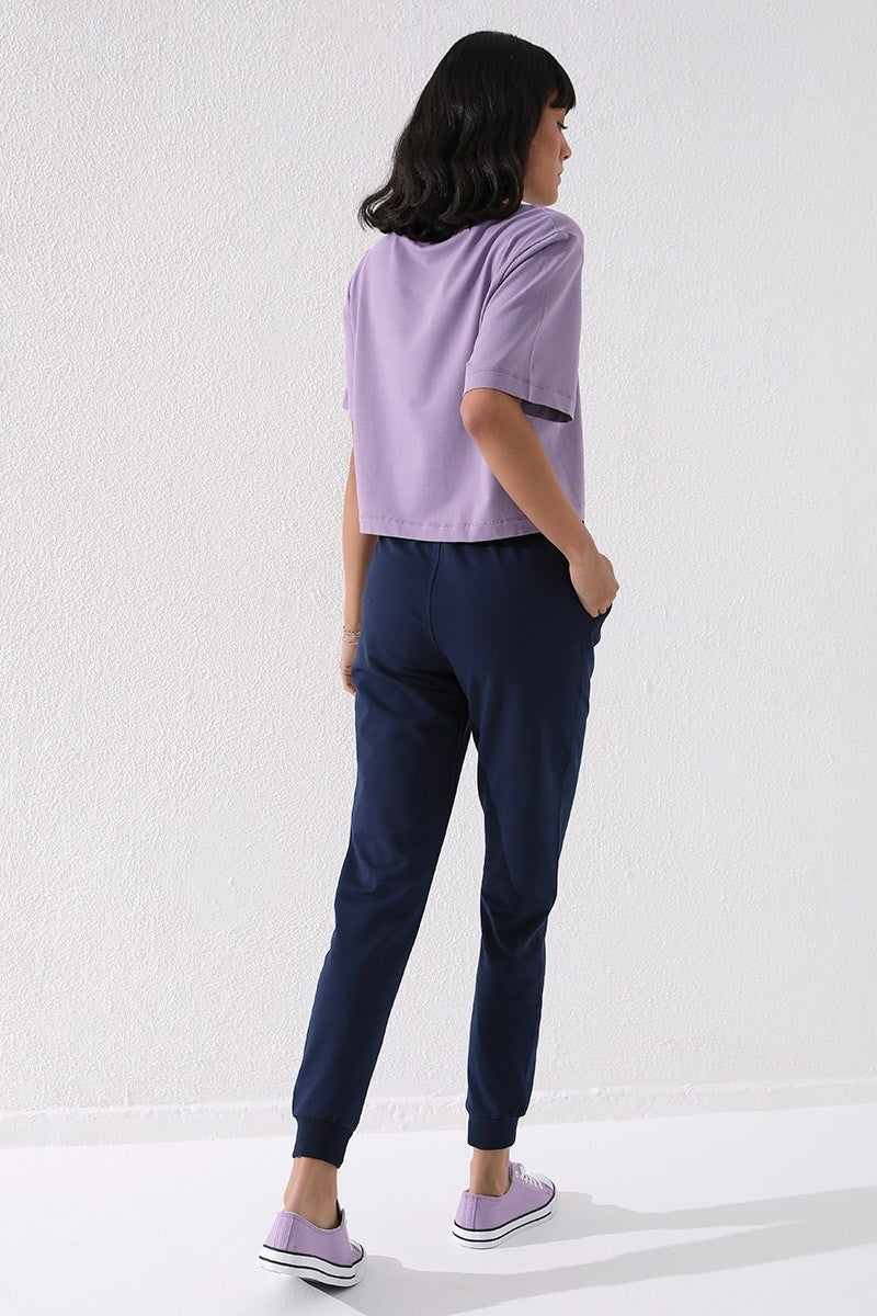 Indigo high-waisted jogger comfy tracksuit bottoms
