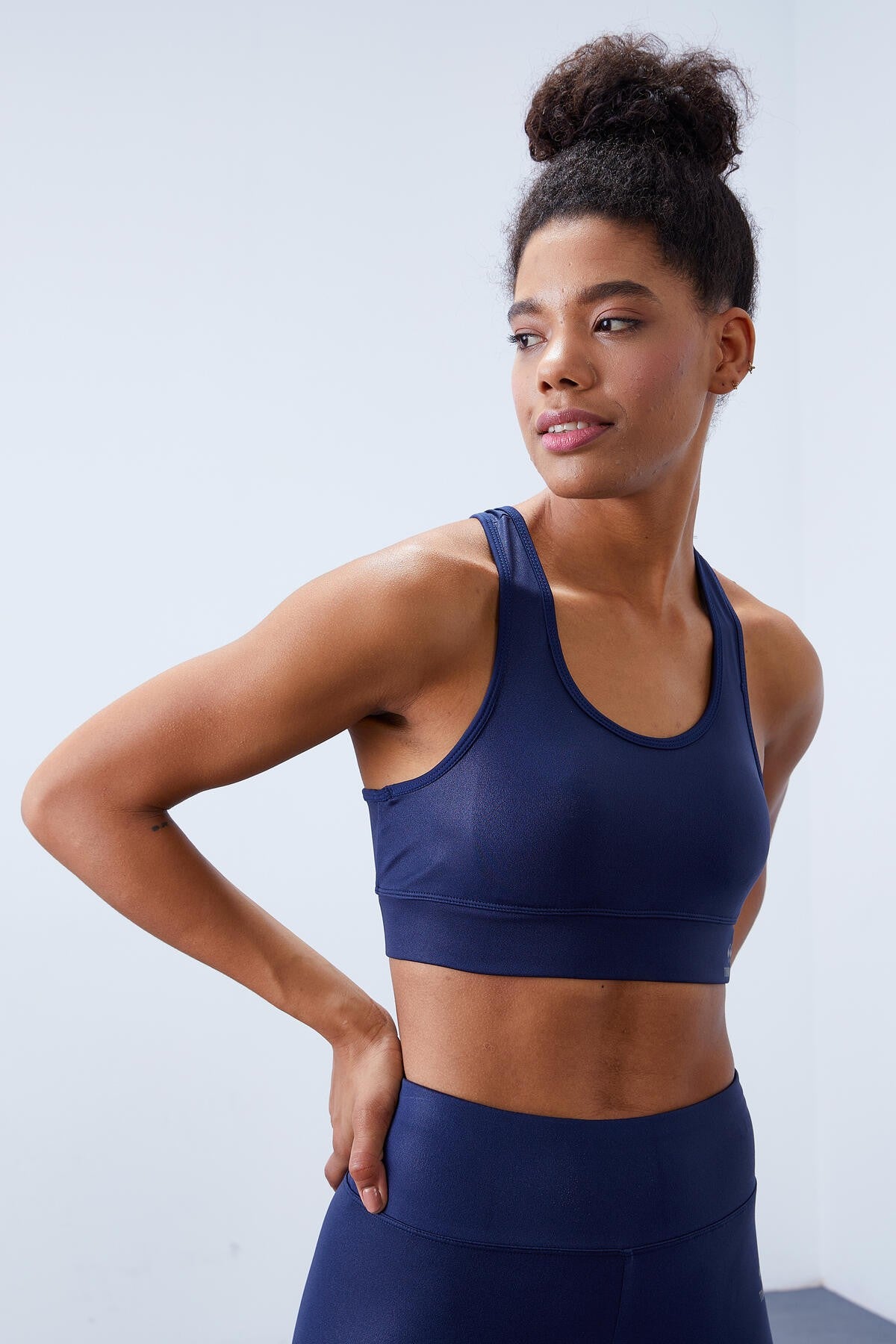 Indigo High-Waisted Shaping Back Detailed Slim Fit Bustier Women's Tights Set - 95281