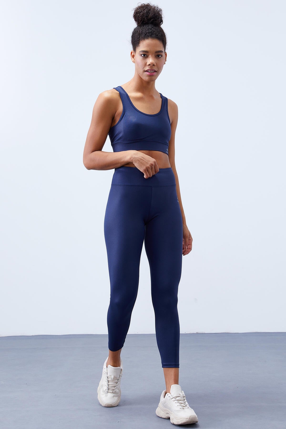 Indigo High-Waisted Shaping Back Detailed Slim Fit Bustier Women's Tights Set - 95281