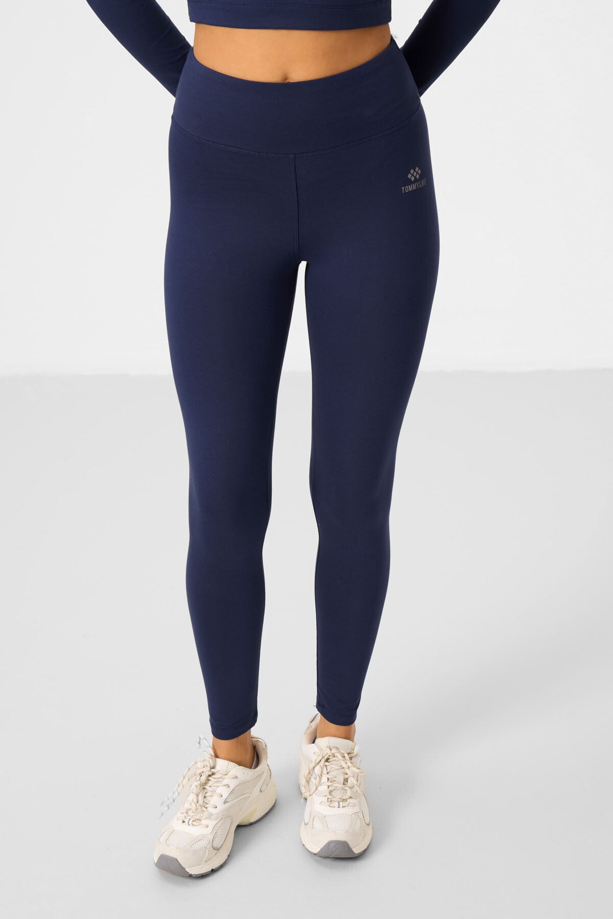 Indigo High Waist Long Sleeve Slim Fit Crop Top Women's Tights Set - 95286