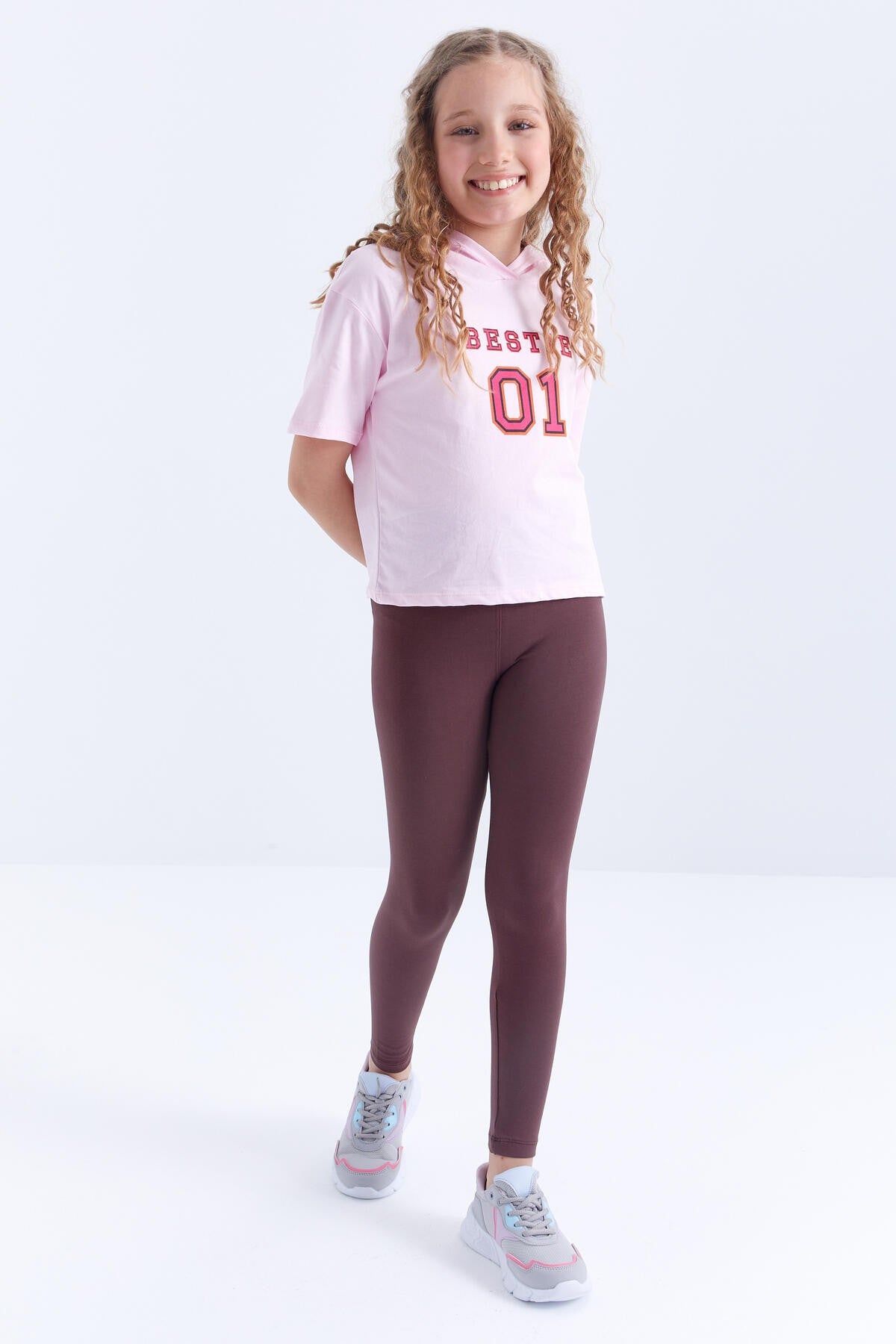 Brown High Waist Slim Leg Girls Tights - 75047