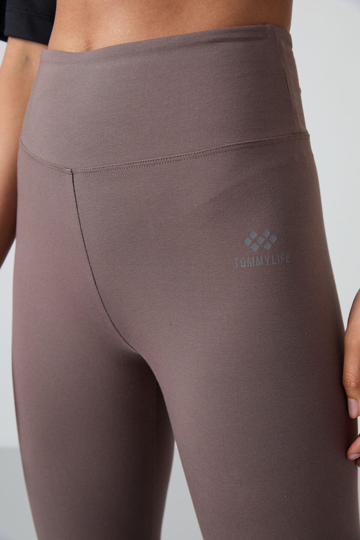 Brown High Waist Wrap-up Slim Fit Skinny Leg Women's Tights - 94011