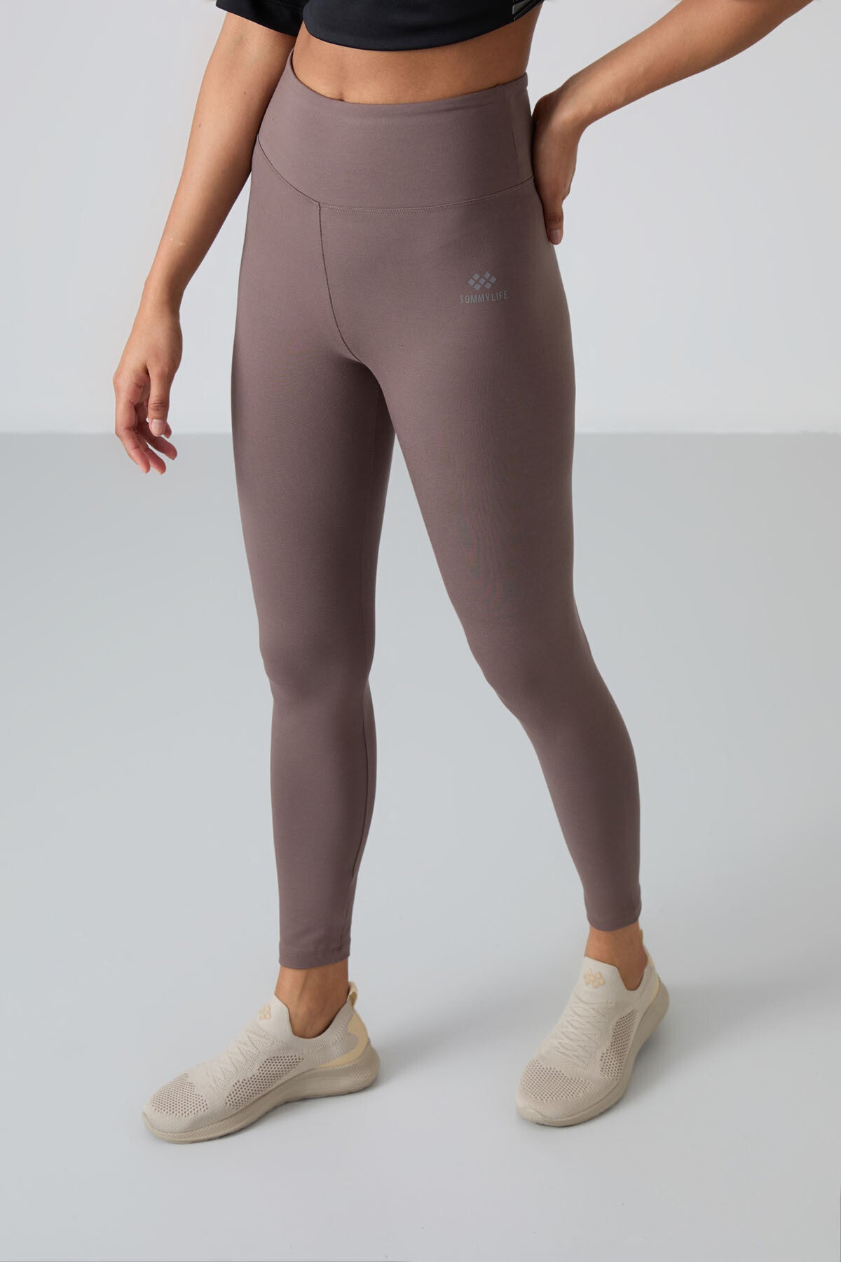 Brown High Waist Wrap-up Slim Fit Skinny Leg Women's Tights - 94011