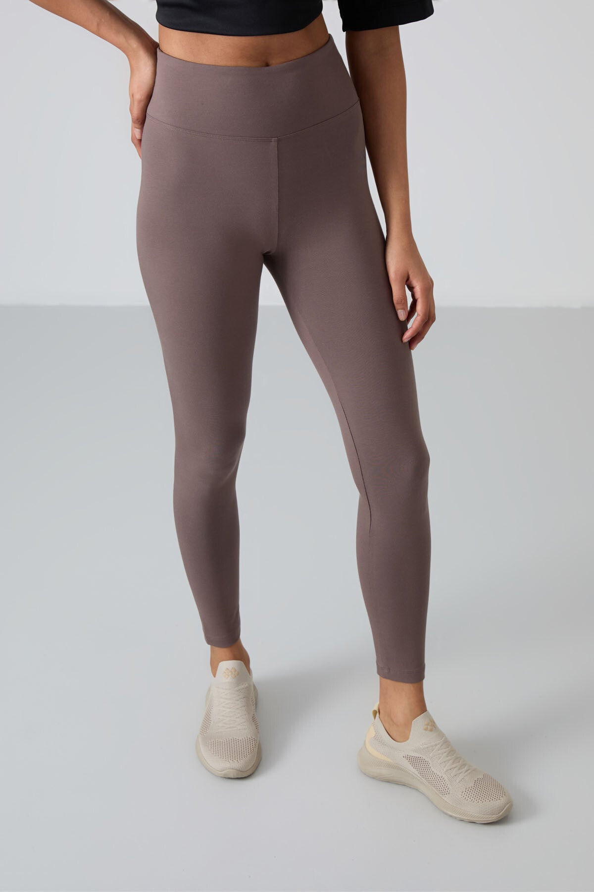 Brown High Waist Wrap-up Slim Fit Skinny Leg Women's Tights - 94011