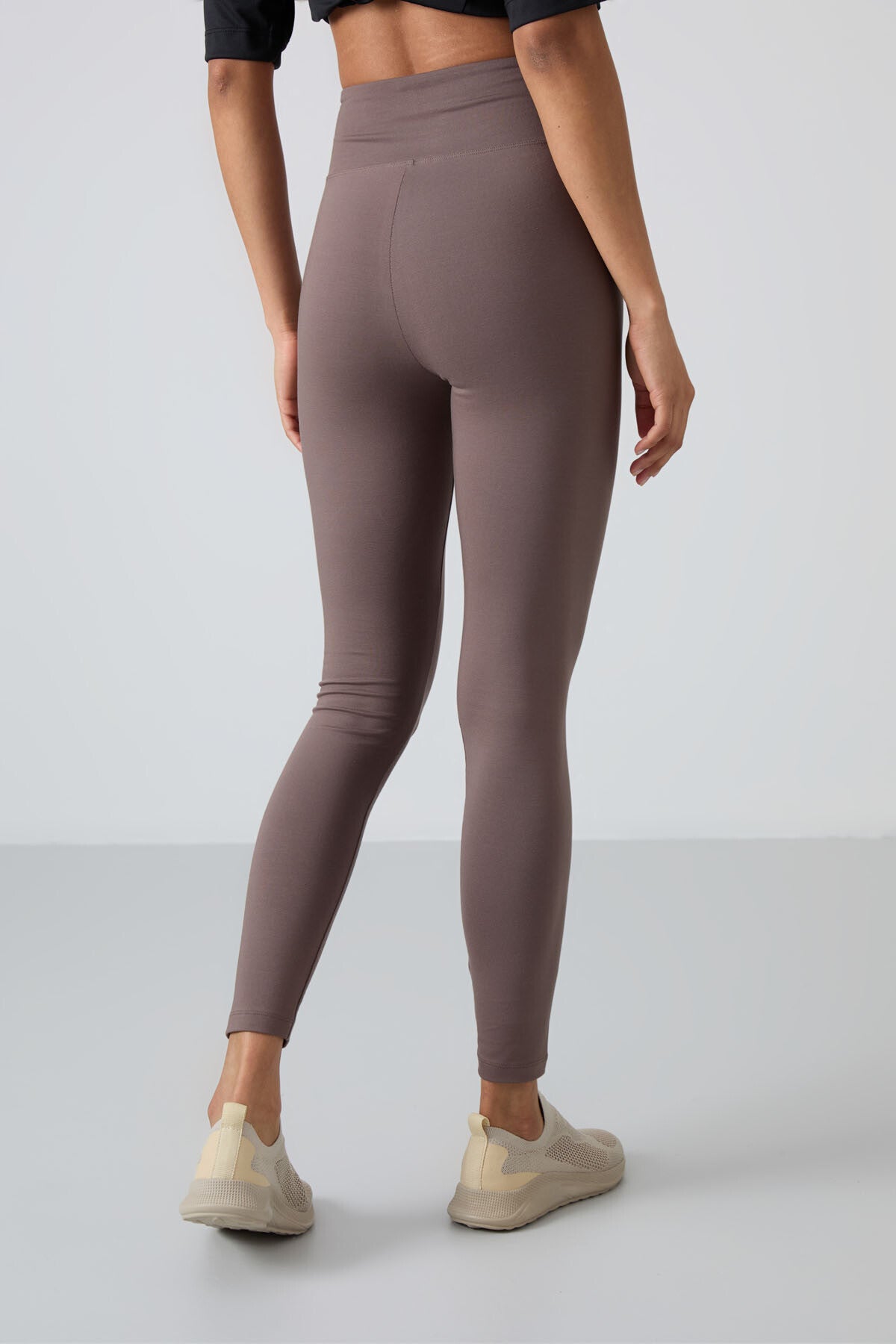 Brown High Waist Wrap-up Slim Fit Skinny Leg Women's Tights - 94011