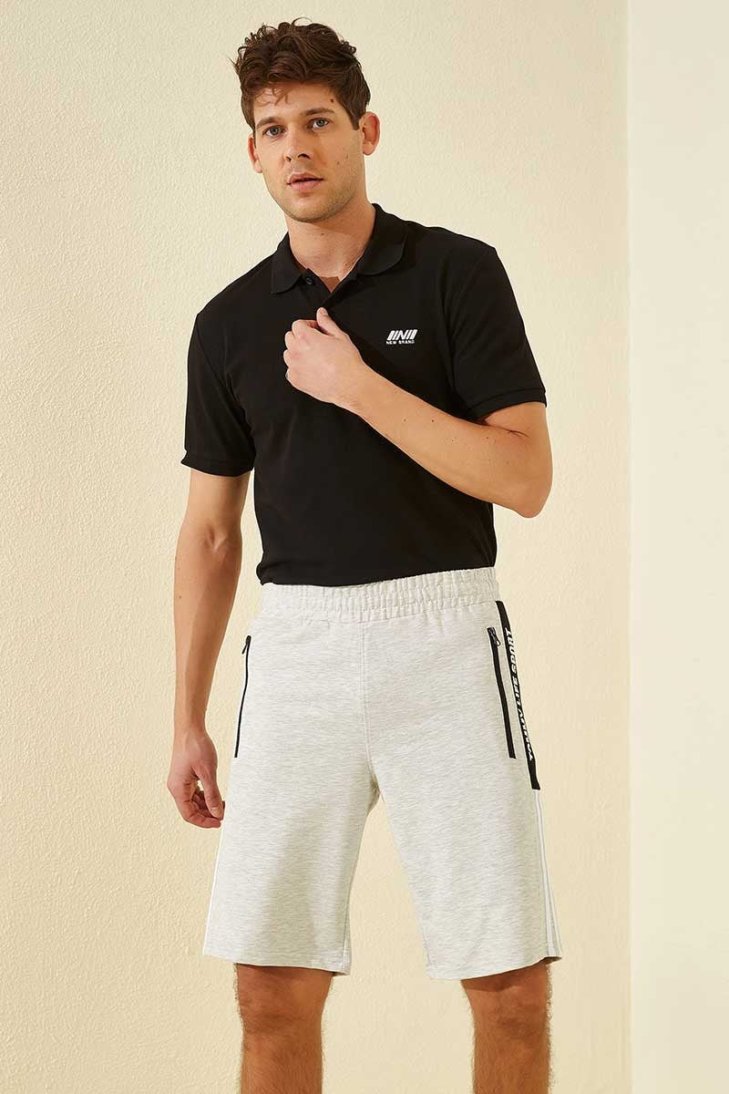 Khaki Melange Striped Print Standard Fit Men's Shorts - 81145