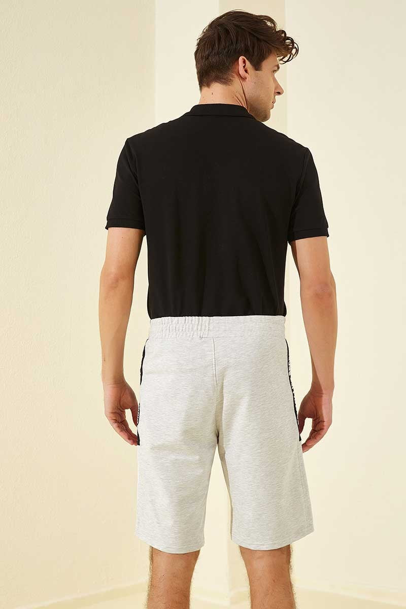 Khaki Melange Striped Print Standard Fit Men's Shorts - 81145