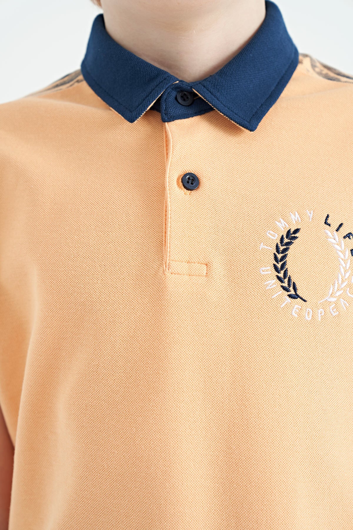 Melon Inside Print Detailed Polo Collar Standard Pattern Boys T-Shirt - 11166