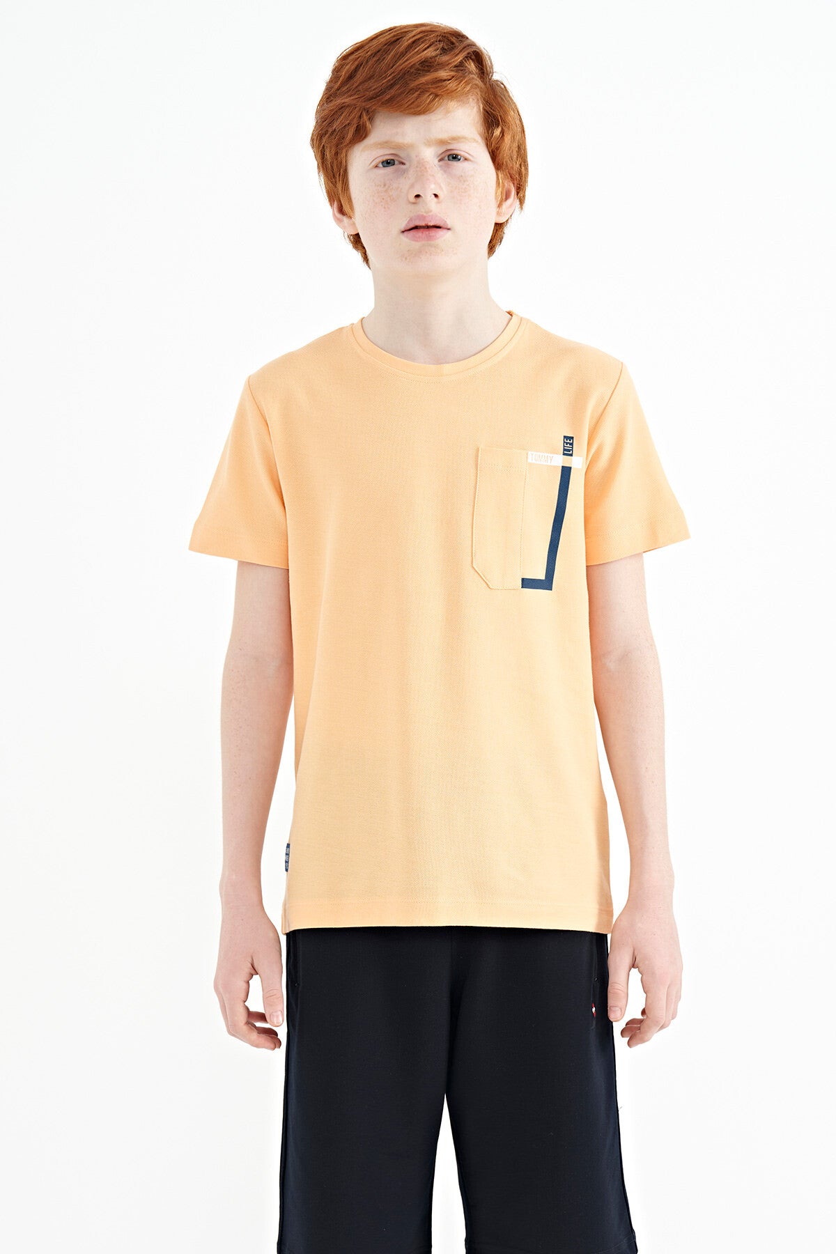 Melon Inner Pocket Detailed O Collar Standard Fit Boys T-Shirt - 11120