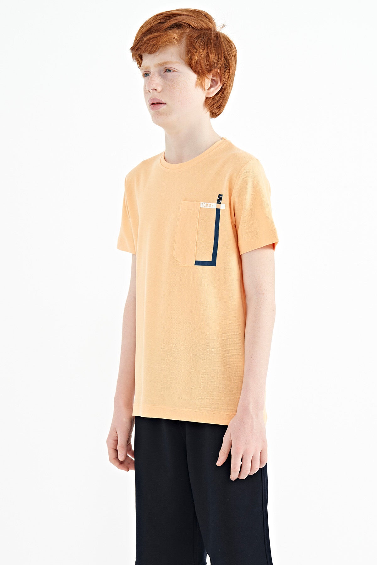 Melon Inner Pocket Detailed O Collar Standard Fit Boys T-Shirt - 11120
