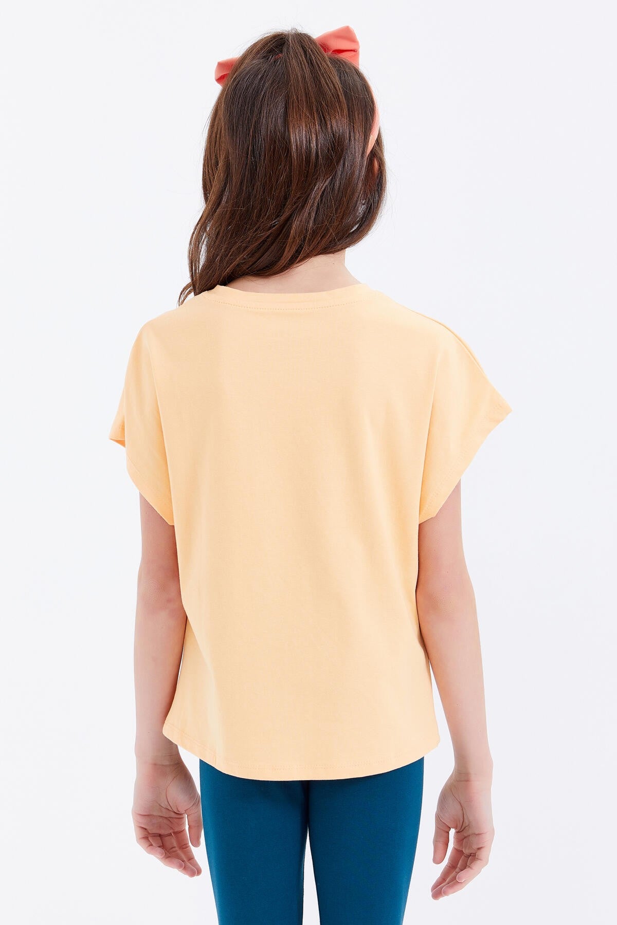Melon Inside Oversize Colorful Print O Collar Girls' T-Shirt - 75029