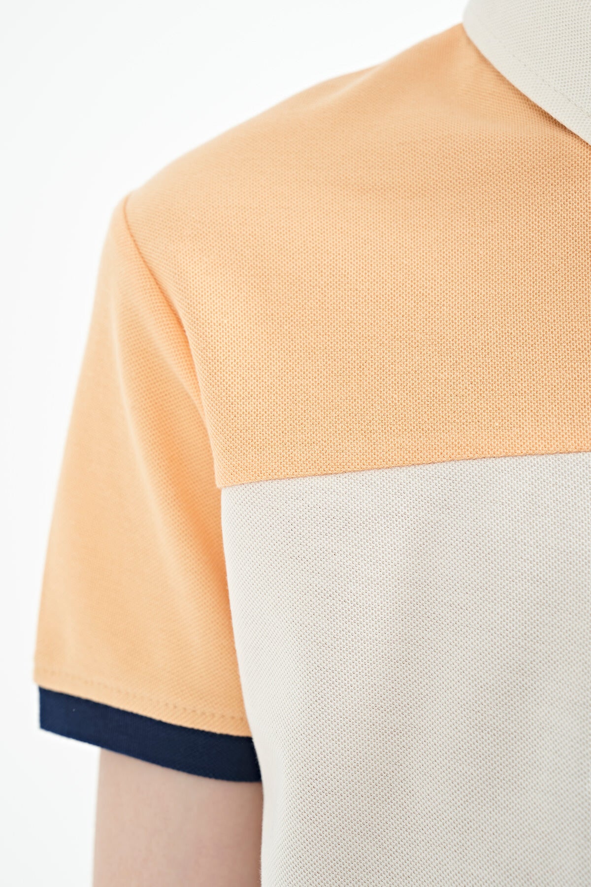 Melon Color Gradient Embroidered Detailed Standard Cut Polo Collar Boys T-Shirt - 11110