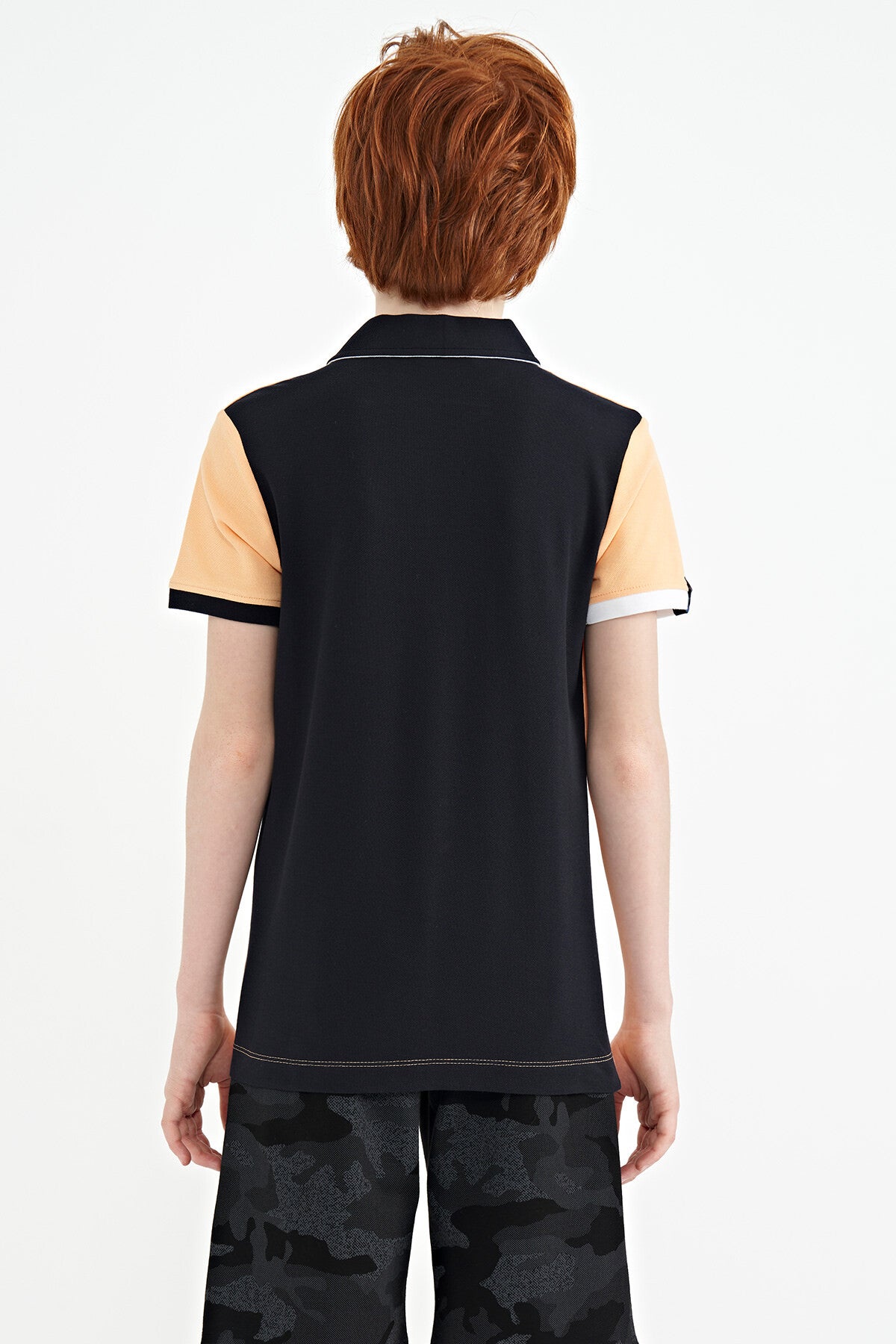 Melon Inner Collar Chest Embroidery Detailed Standard Pattern Polo Collar Boys T-Shirt - 11139