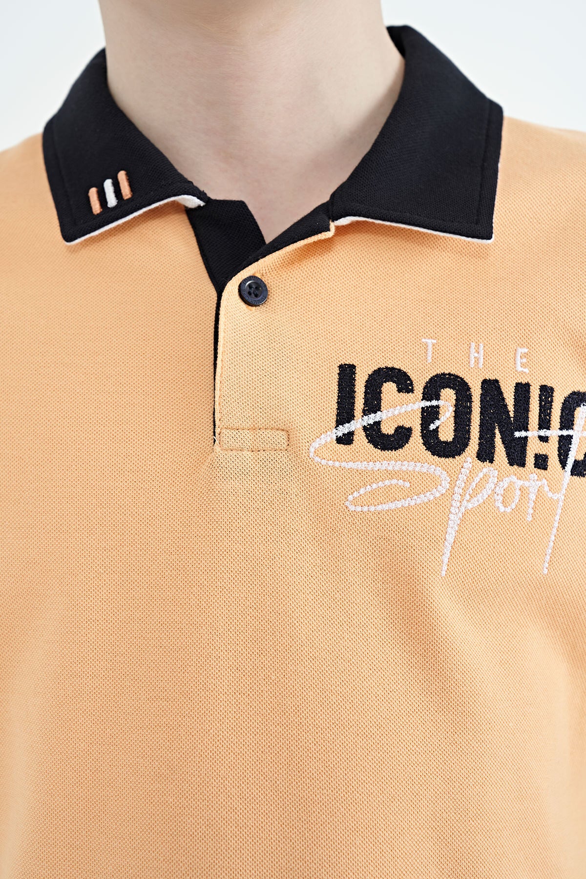 Melon Inner Collar Chest Embroidery Detailed Standard Pattern Polo Collar Boys T-Shirt - 11139