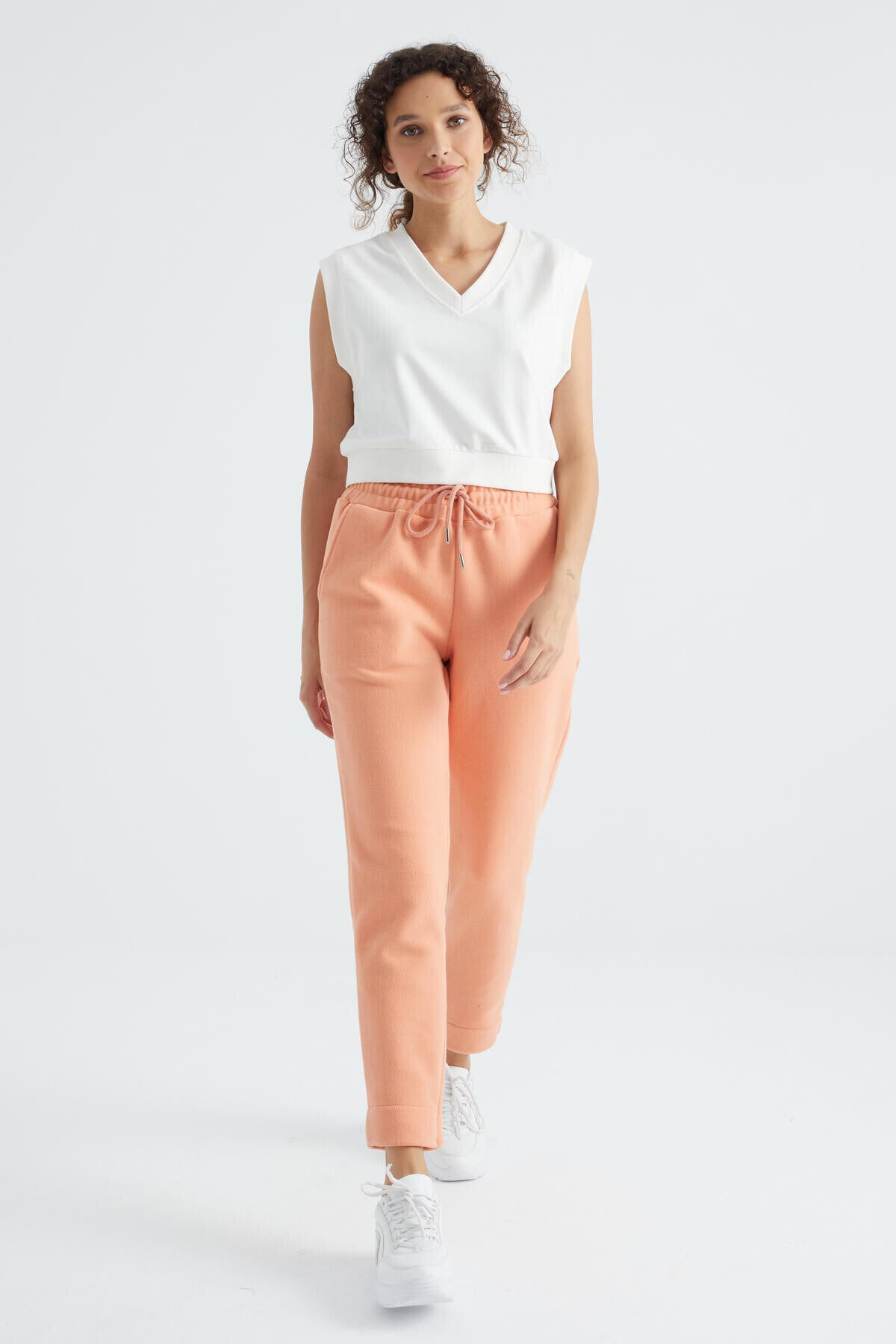 Melon Inner Rise Waist Comfort Fit Wide Leg Pocketed Women's Fleece Tracksuit Bottom - 94623