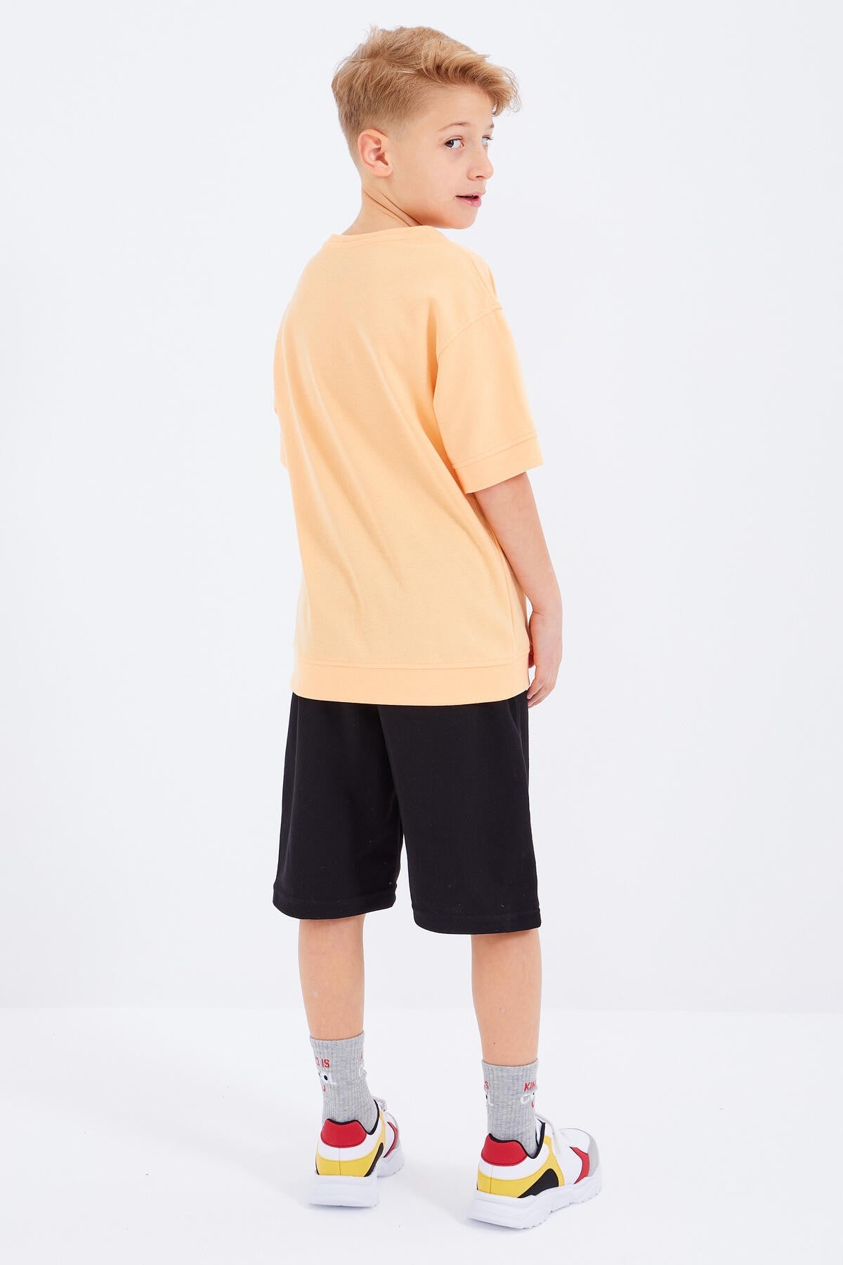 Melon Black Embroidered Oversize Boys' Shorts Set - 10897
