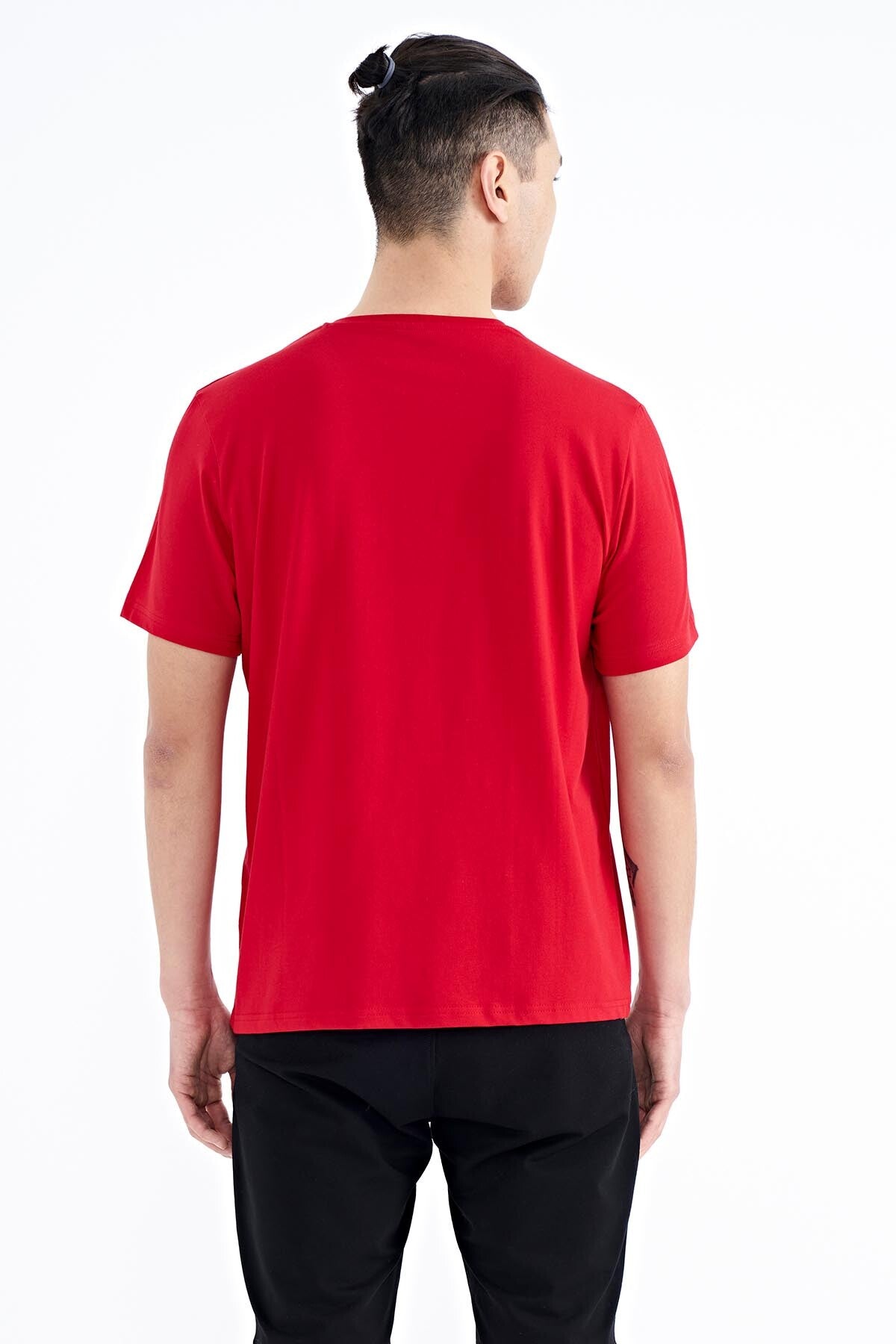 Red Pattern Printed Standard Fit Men's T-Shirt - 88231
