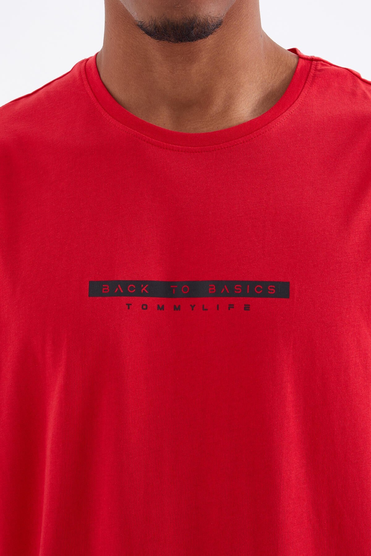 Red Back Print O Collar Men's Oversize T-Shirt - 88100