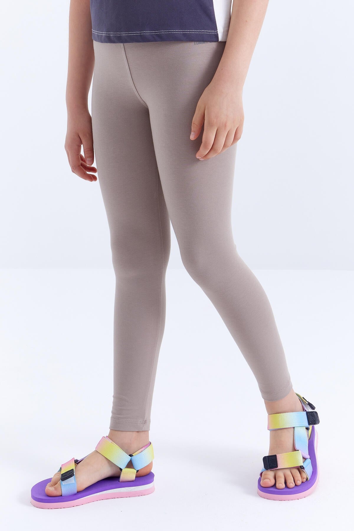 Dark Beige High Waist Slim Leg Girls' Tights - 75047