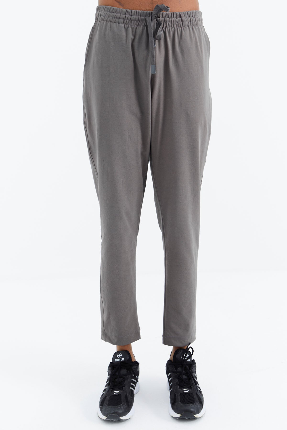 Dark Grey Laced Pocket Detailed Relax Fit Men's Tracksuit Bottom - 84997