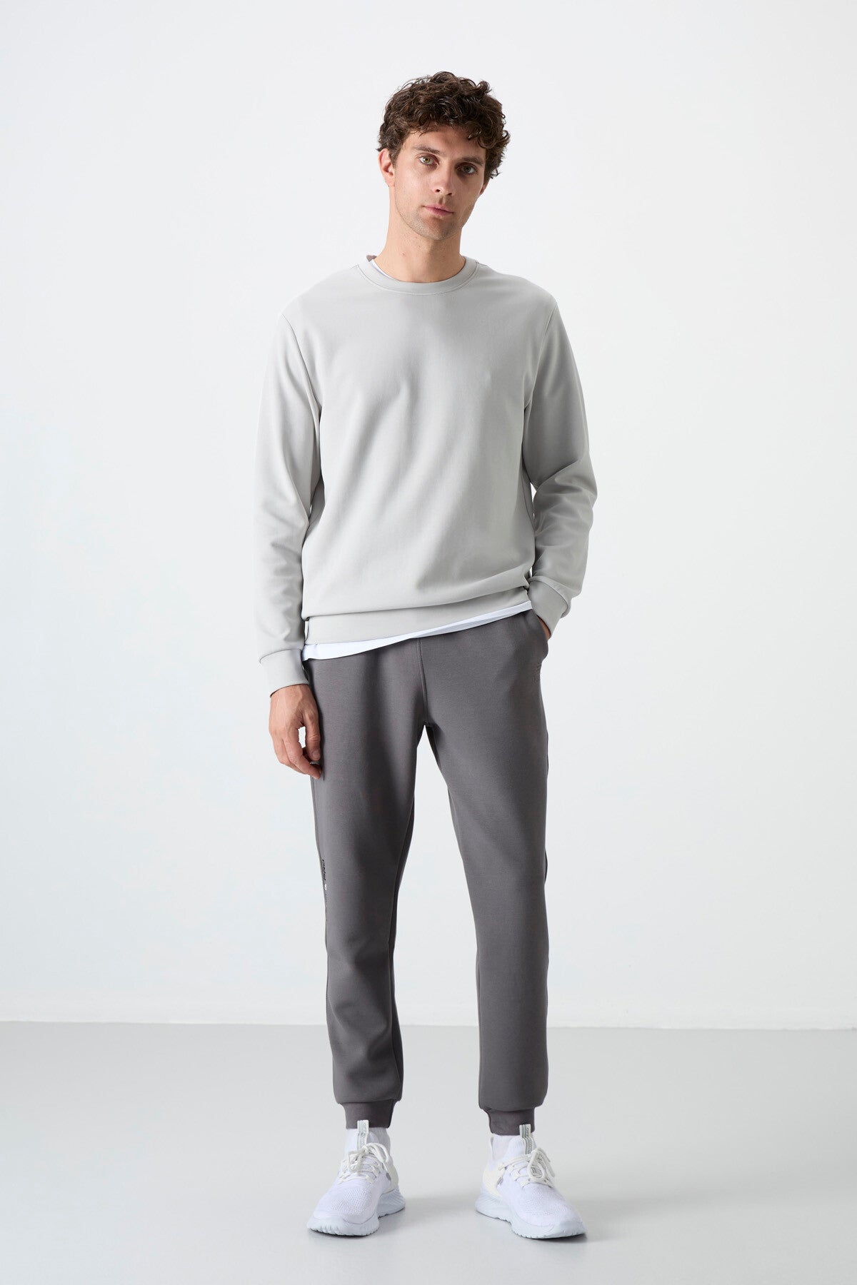 Dark Grey Laced Slim Fit Men's Tracksuit Bottom - 84999