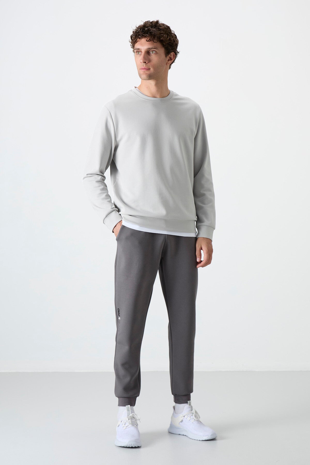 Dark Grey Laced Slim Fit Men's Tracksuit Bottom - 84999