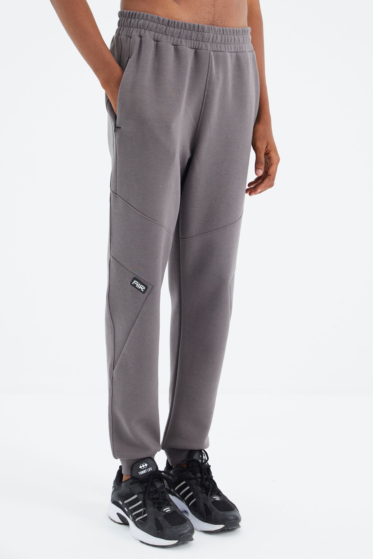 Dark Grey Laced Rib Detailed Relax Fit Men's Tracksuit Bottom - 82100