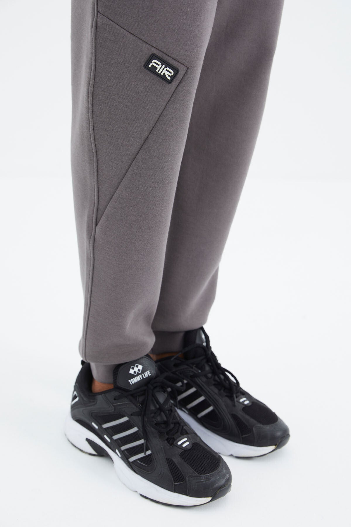 Dark Grey Laced Rib Detailed Relax Fit Men's Tracksuit Bottom - 82100