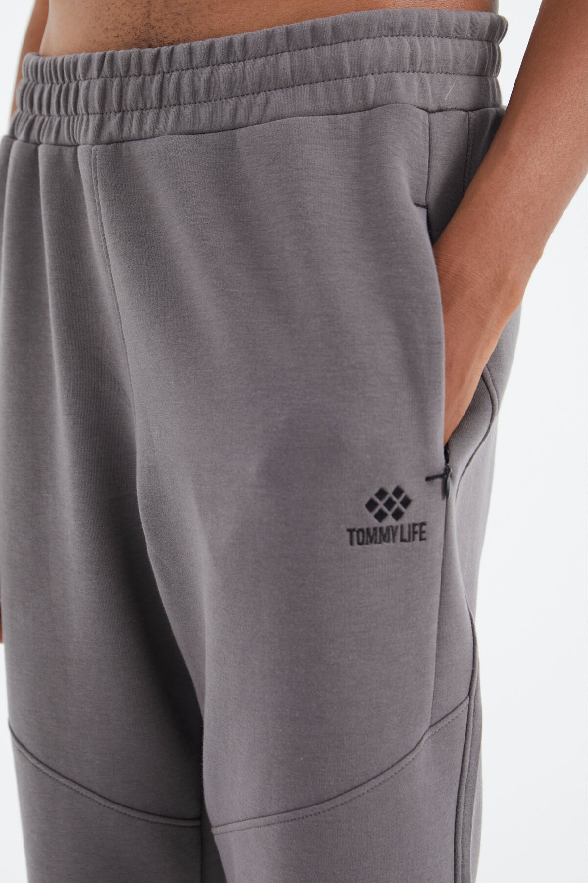 Dark Grey Laced Rib Detailed Relax Fit Men's Tracksuit Bottom - 82100