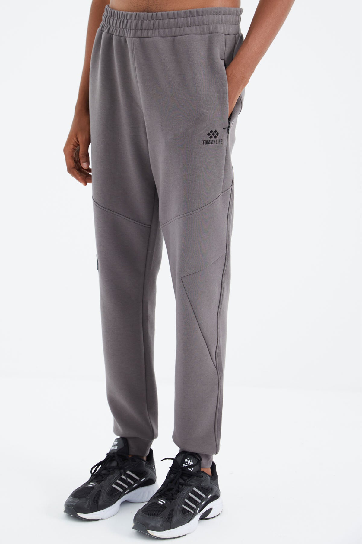 Dark Grey Laced Rib Detailed Relax Fit Men's Tracksuit Bottom - 82100