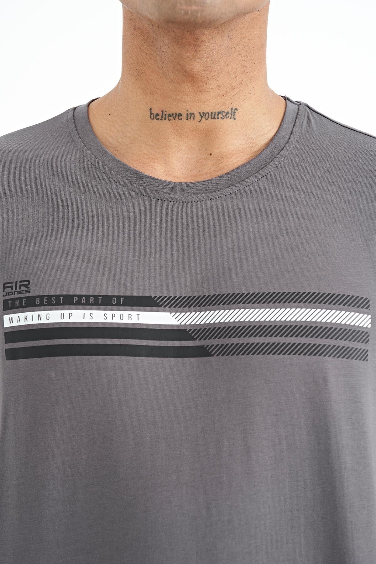 Stew Dark Gray O Collar Men's T-Shirt - 88229