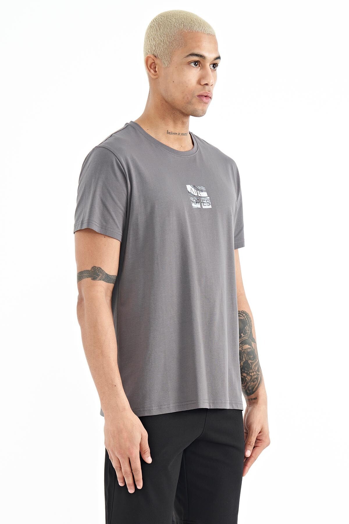Miles Grey Printed Men's T-Shirt - 88222