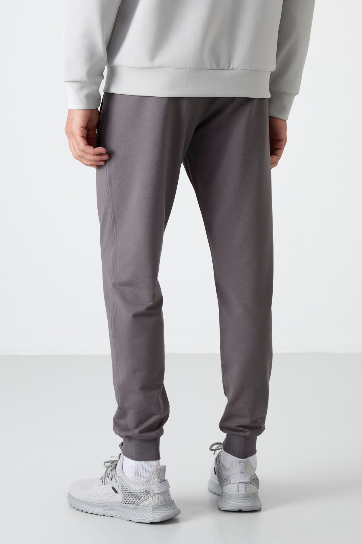 Dark Grey Zippered Pocket Standard Fit Jogger Men's Tracksuit Bottom - 84587