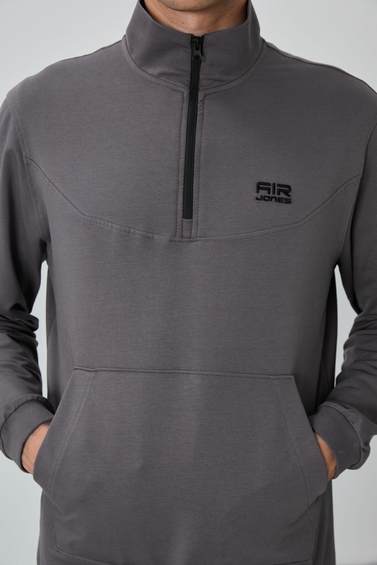 Herbert Dark Grey Stand Collar Tracksuit Set - 85233