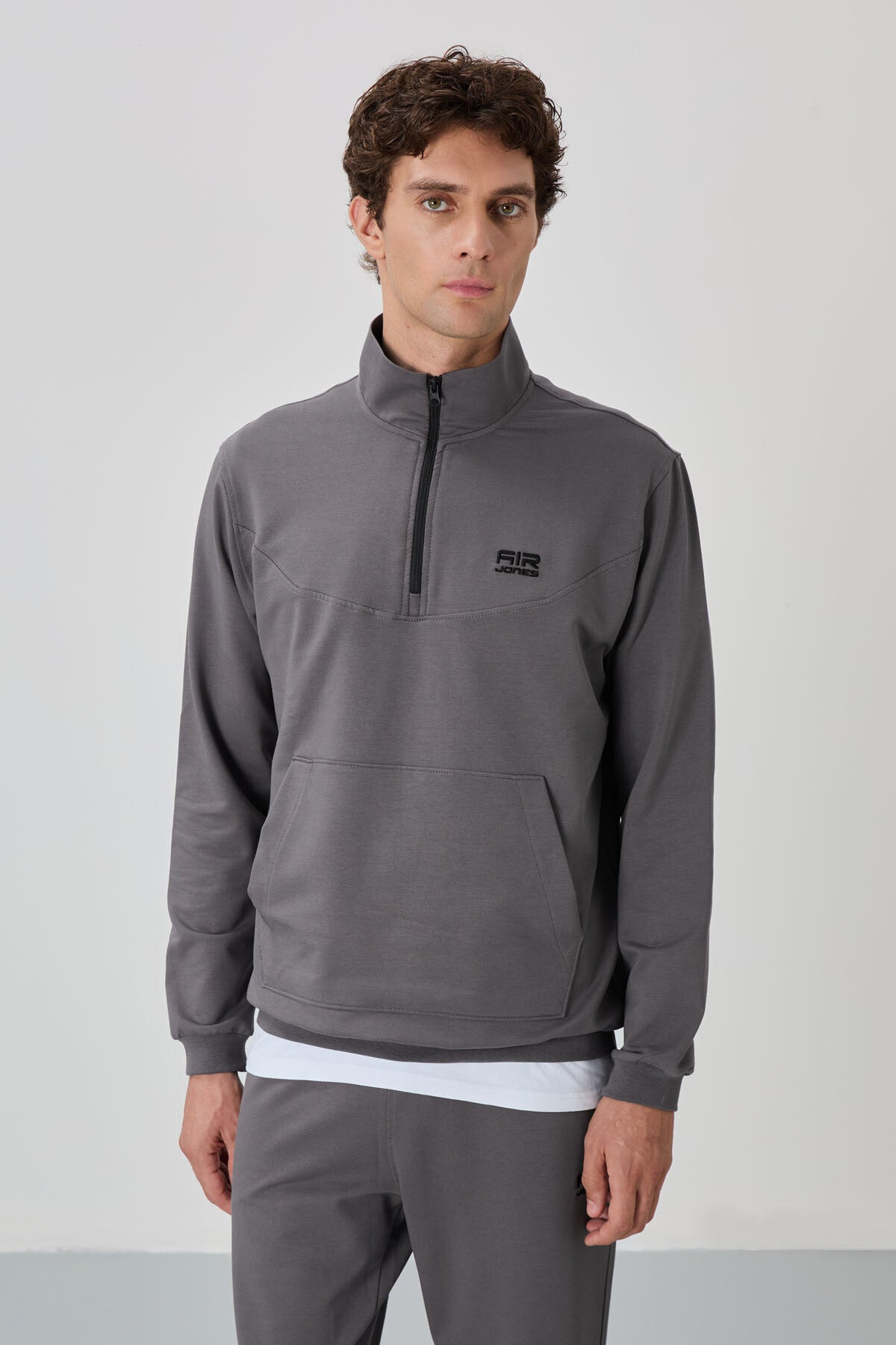 Herbert Dark Grey Stand Collar Tracksuit Set - 85233