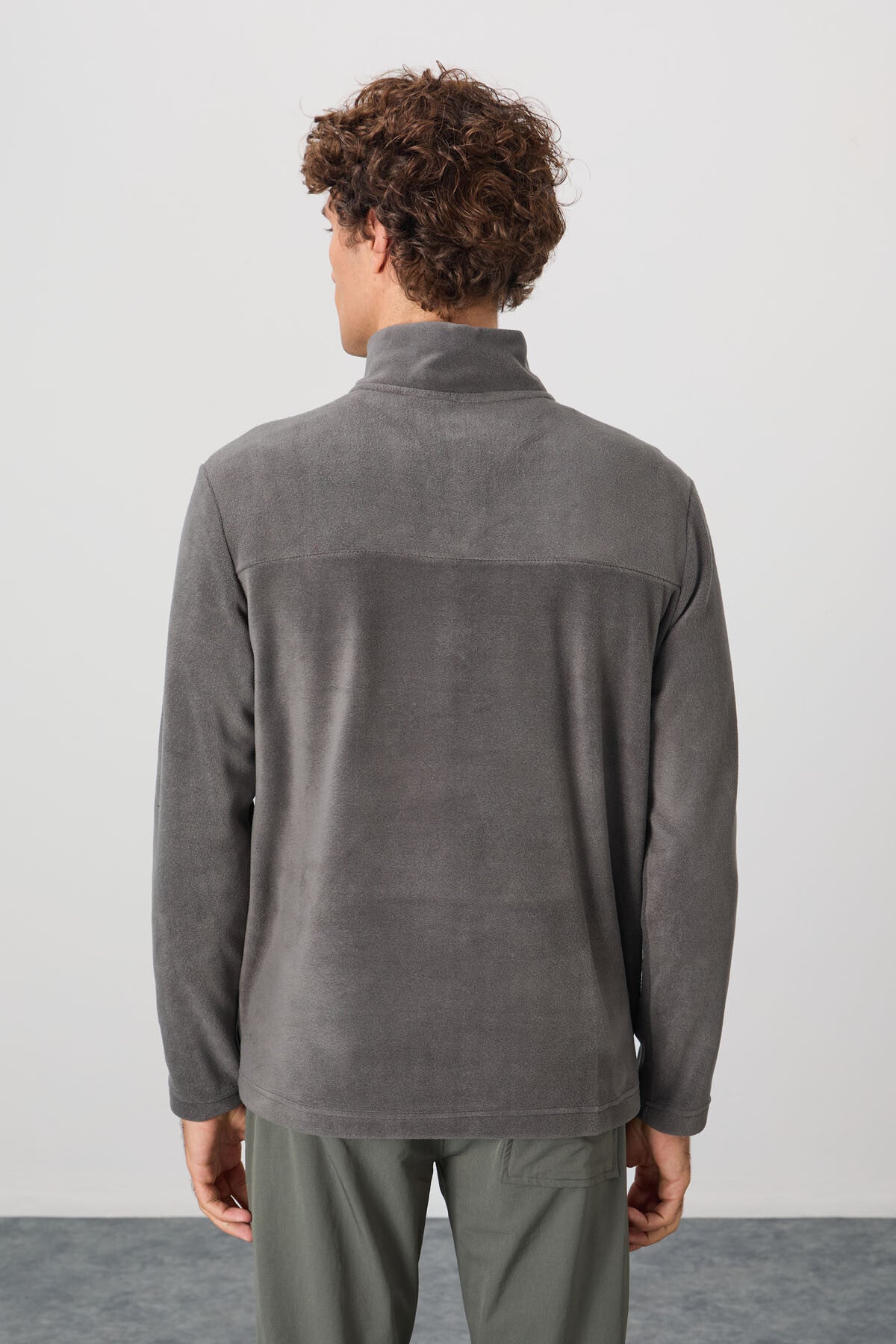 River Dark Grey Stand Collar Men's Fleece Sweatshirt - 88310