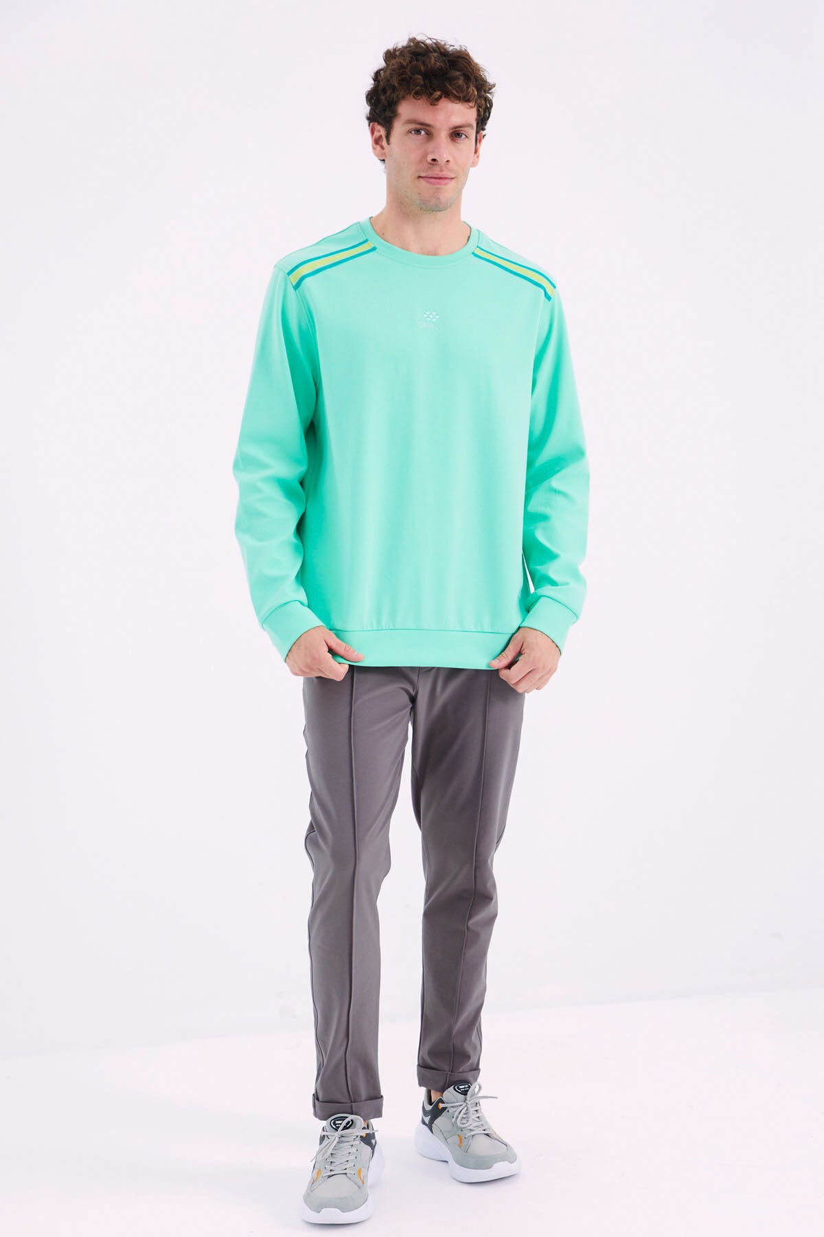 Dark Grey Front Seam Detailed Relax Fit Men's Tracksuit Bottom - 84996