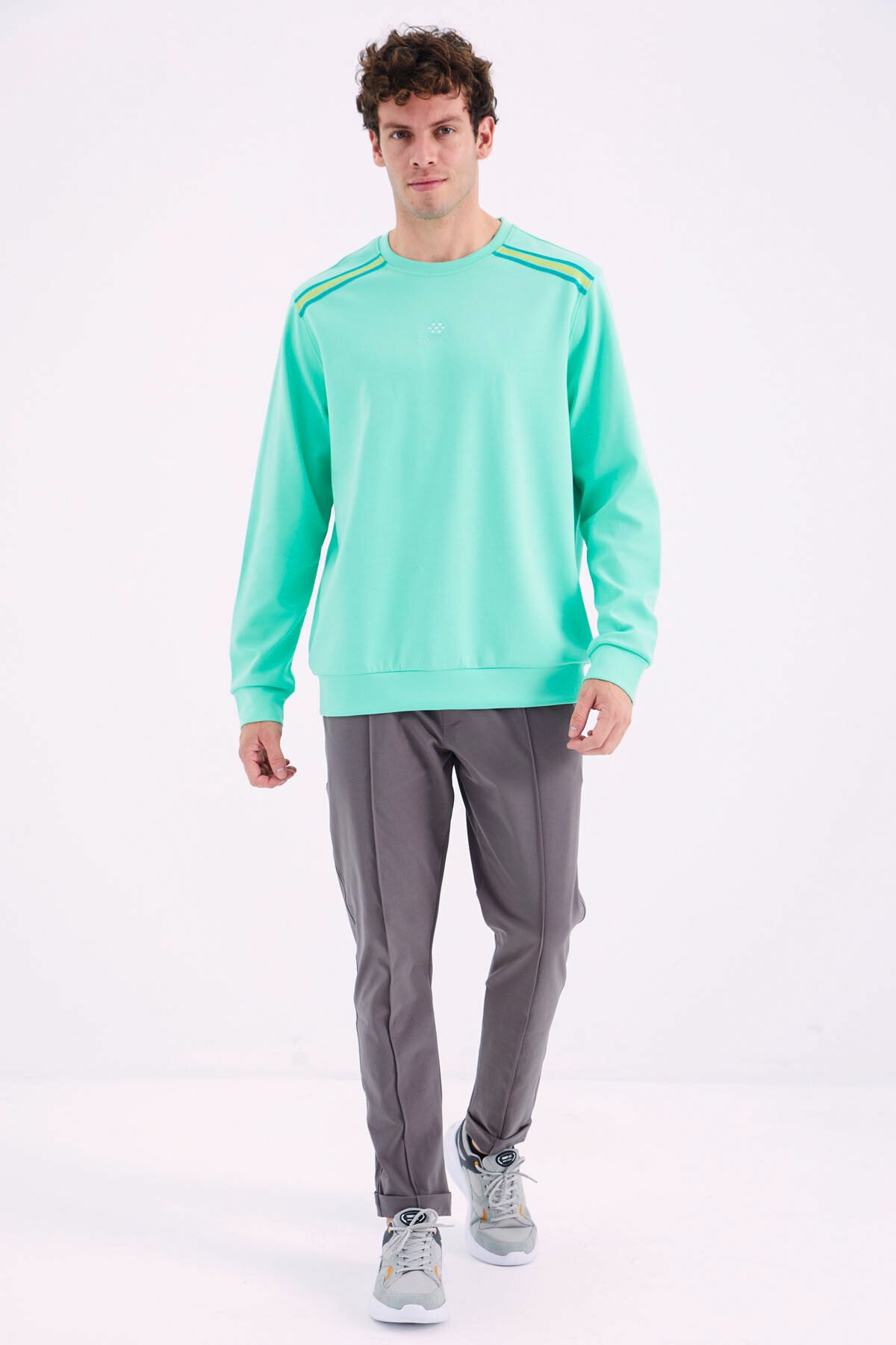 Dark Grey Front Seam Detailed Relax Fit Men's Tracksuit Bottom - 84996
