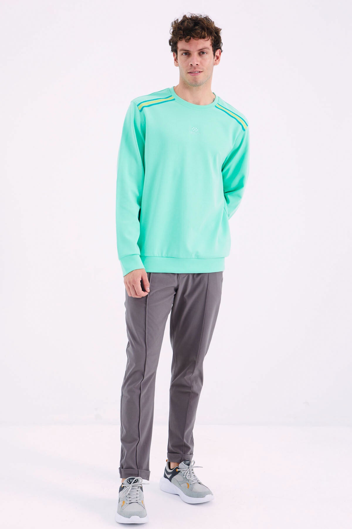 Dark Grey Front Seam Detailed Relax Fit Men's Tracksuit Bottom - 84996