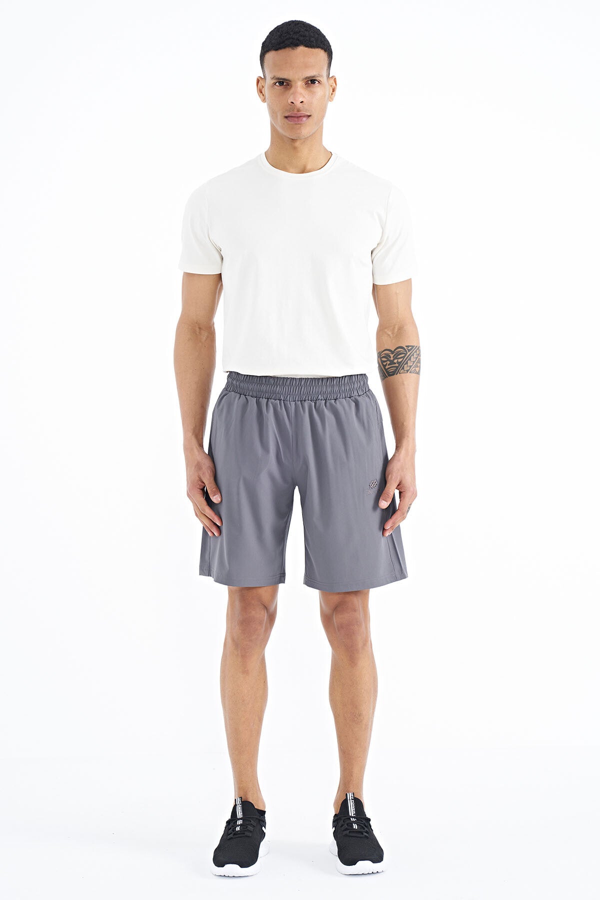 Dark Gray Side Pocket Detailed Elastane Men's Shorts - 81238