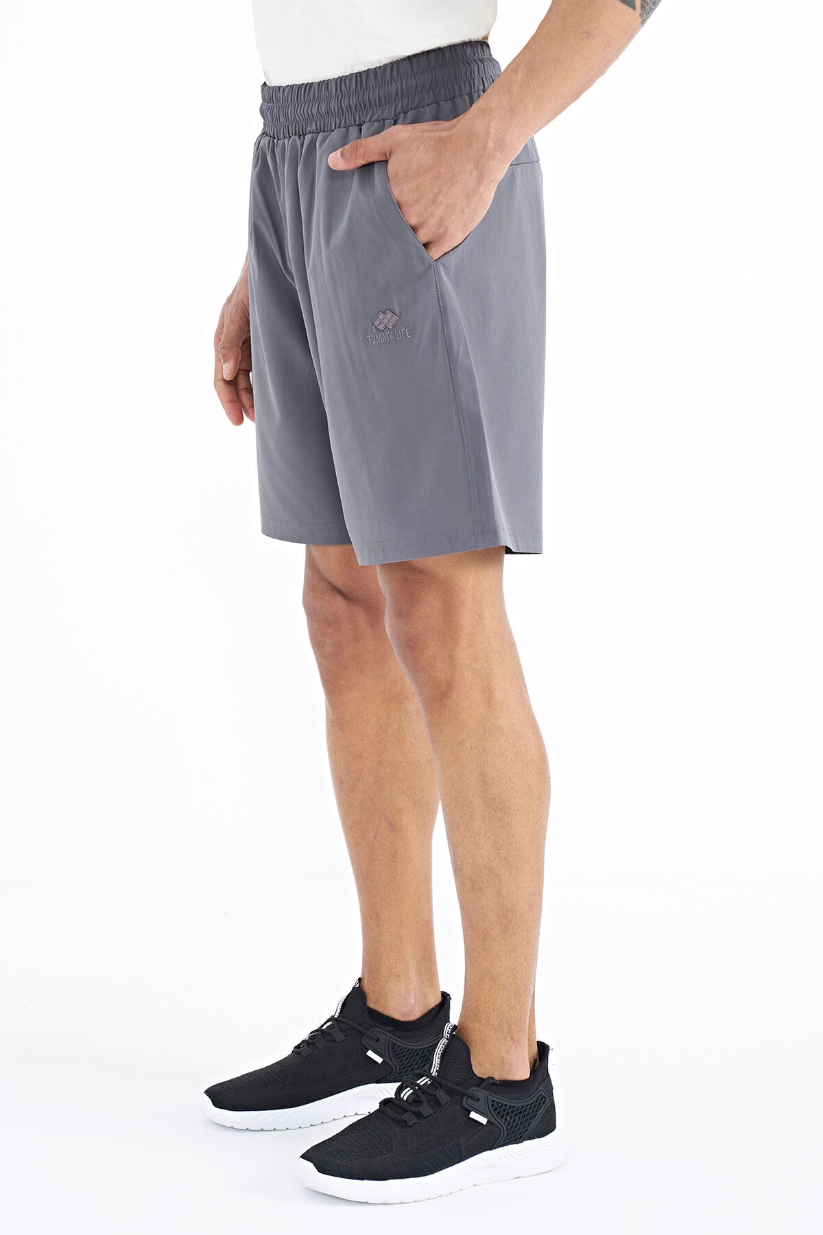 Dark Gray Side Pocket Detailed Elastane Men's Shorts - 81238