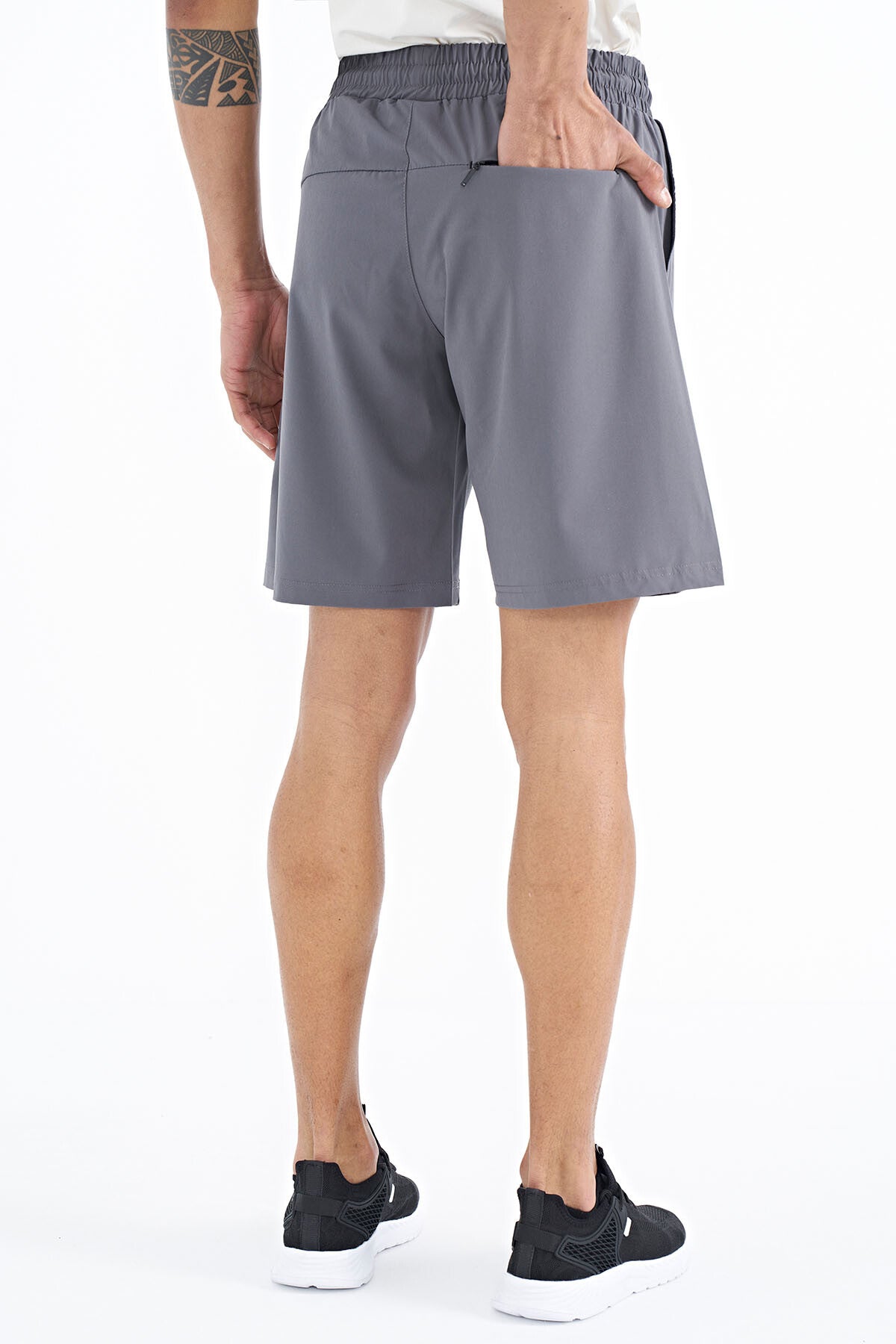 Dark Gray Side Pocket Detailed Elastane Men's Shorts - 81238