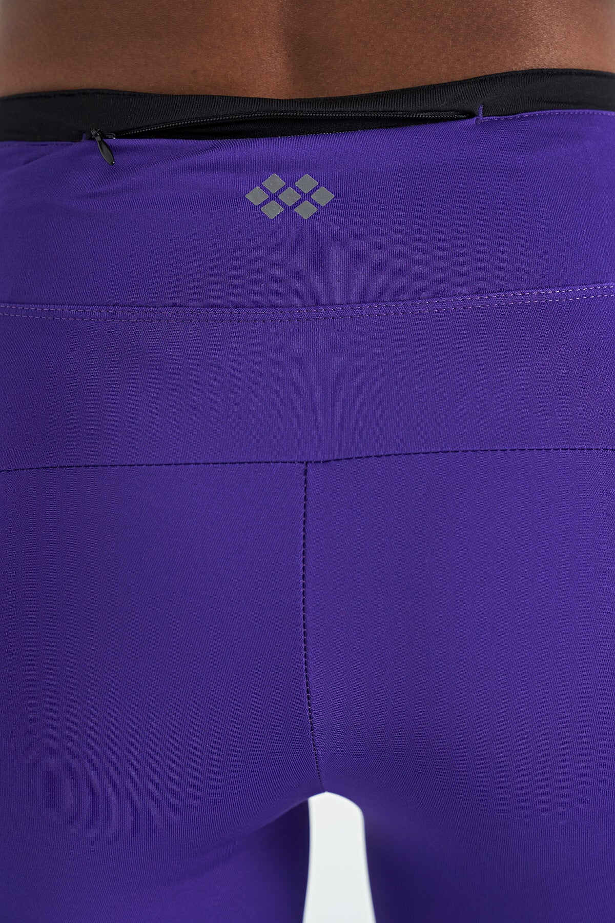 Dark Purple Front Back Strip Detailed Hidden Pocket High Waist Slim Fit Women's Tights - 94630