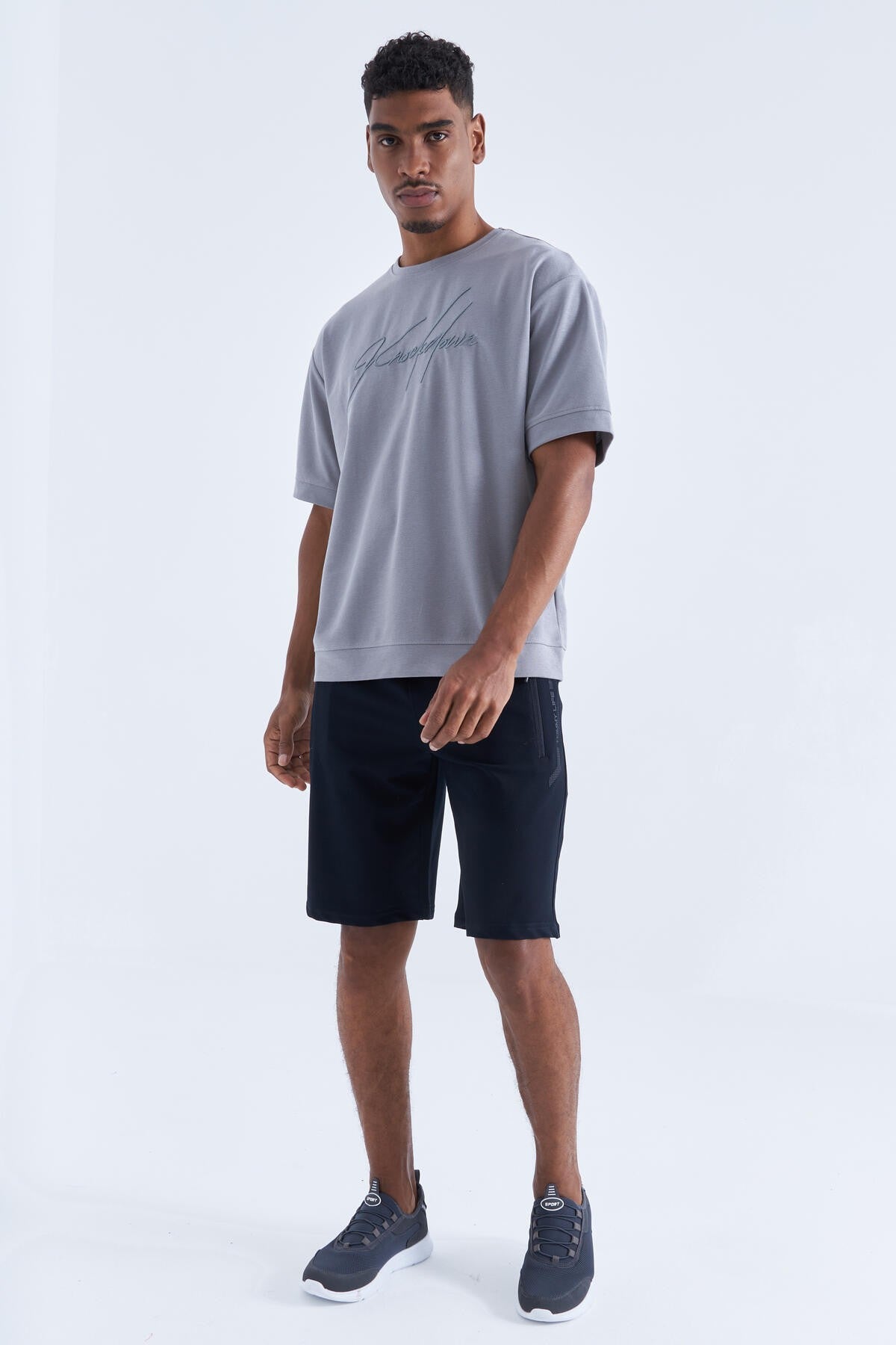 Lace - Black Zippered Pocket Detailed Standard Fit Men's Shorts - 81141