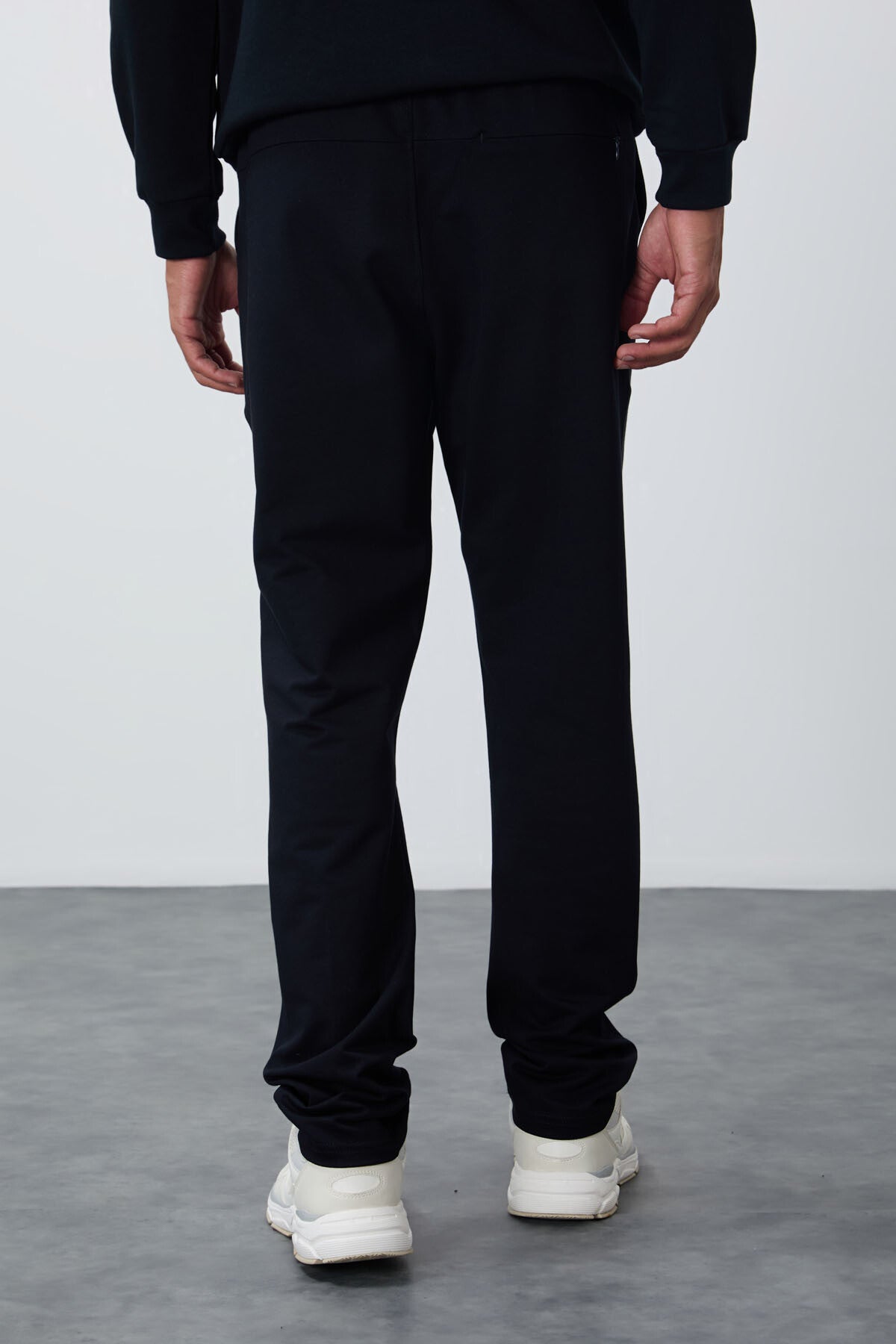 Navy Blue Laced Hem Standard Fit Classic Cuff Men's Tracksuit Bottom - 84682