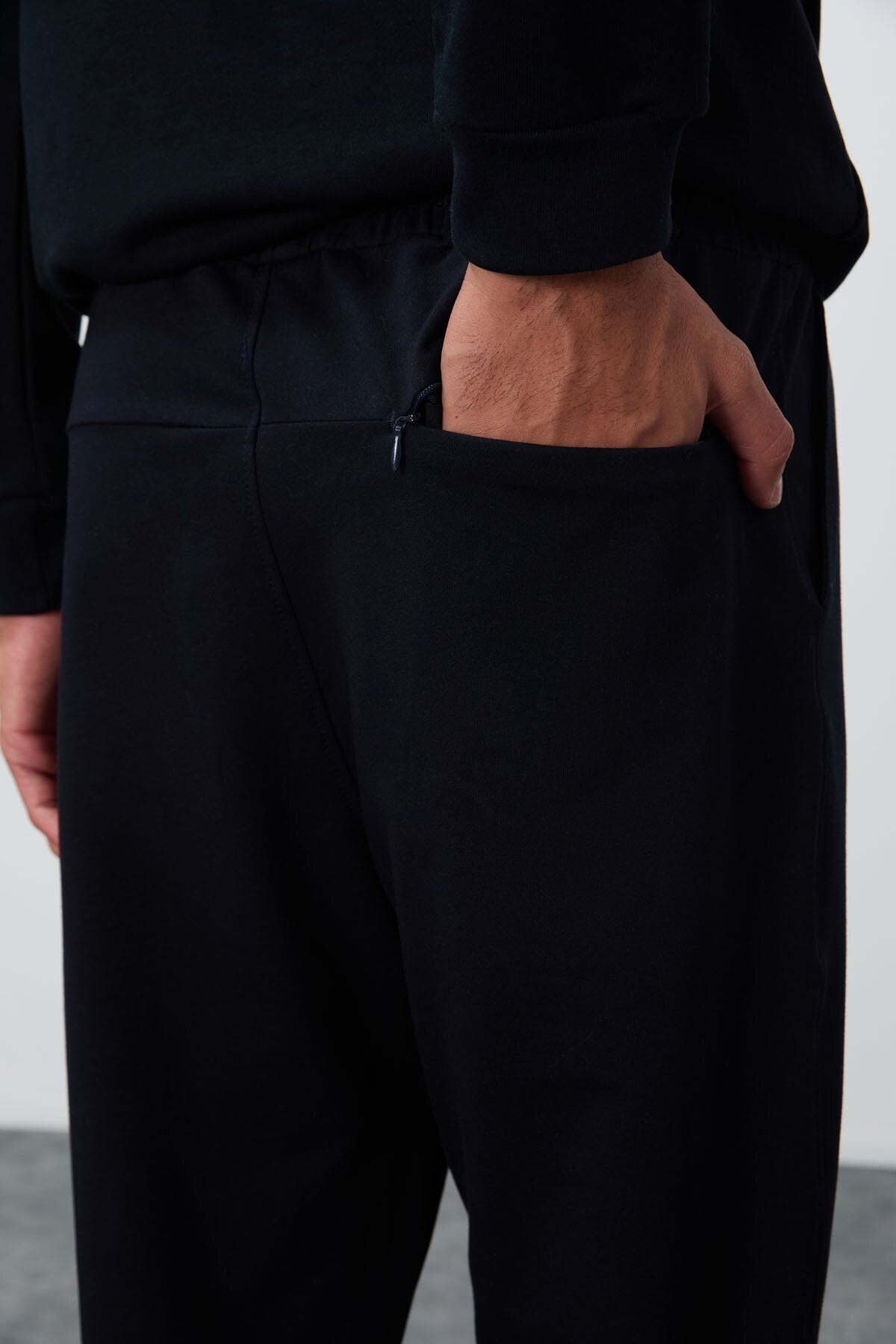 Navy Blue Laced Hem Standard Fit Classic Cuff Men's Tracksuit Bottom - 84682