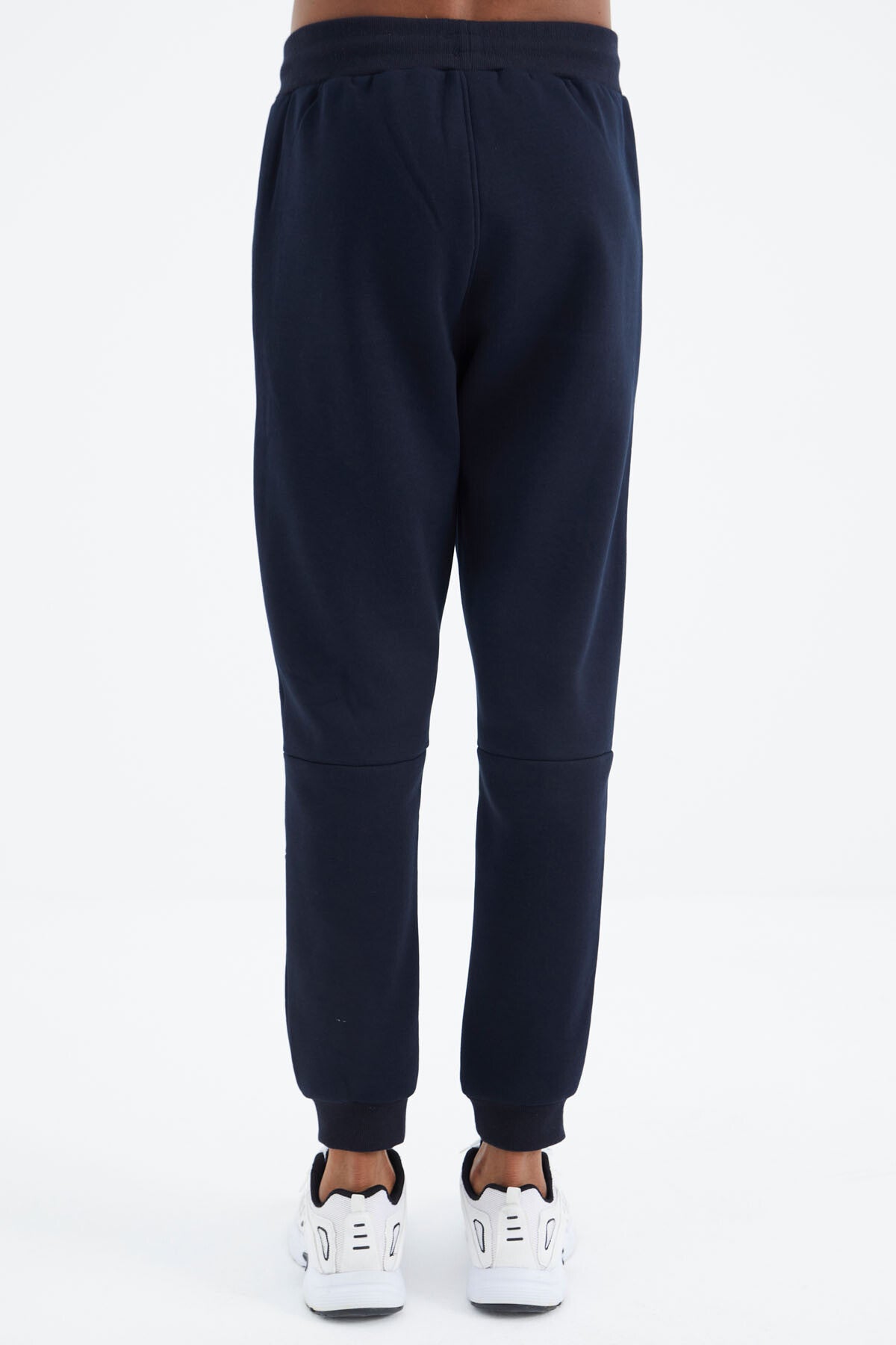Navy Blue Laced Striped Detailed Relax Fit Men's Tracksuit Bottom - 82106